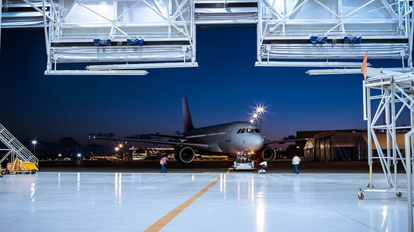Aircraft Coming Into A Hangar