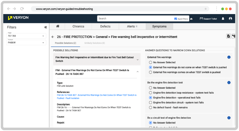 Veryon Diagnostics Guided Troubleshooting