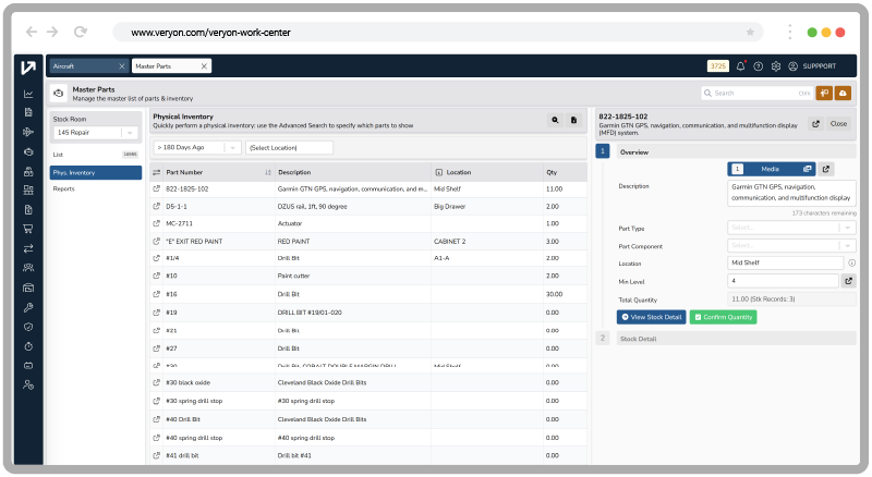 Veryon Work Center Inventory Management