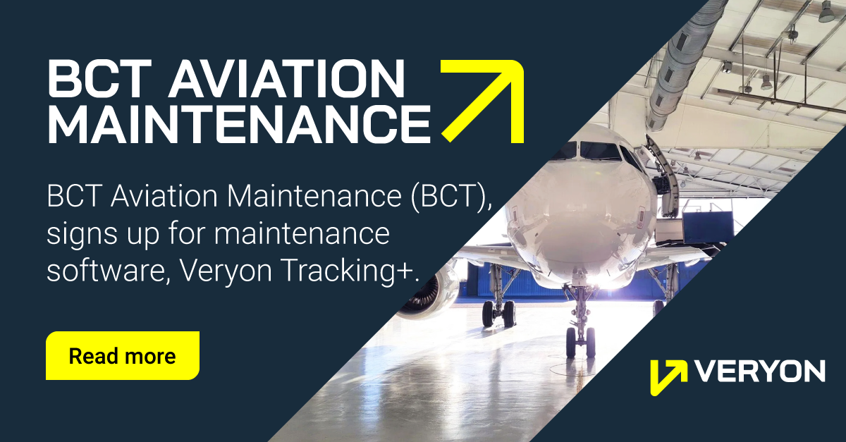 Base and line maintenance provider, BCT Aviation Maintenance (BCT), has signed up for our maintenance software solution Veryon Tracking+.