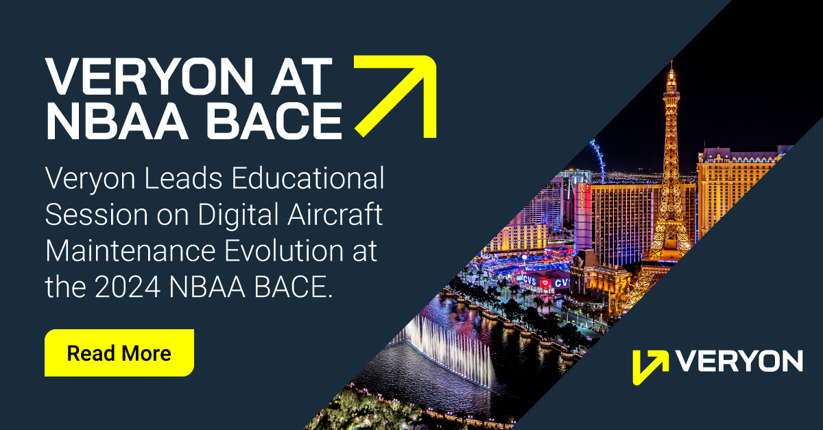 Veryon to showcase aviation management solutions and host educational sessions on digital aircraft maintenance at the 2024 NBAA BACE in Las Vegas.