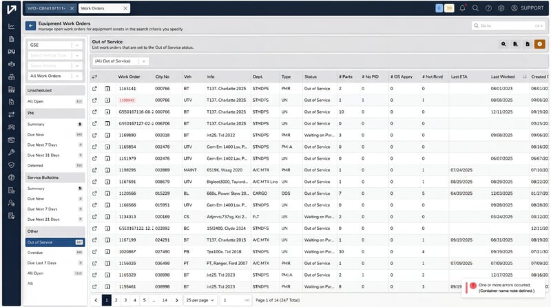 Veryon GSE_Equipment Work Orders