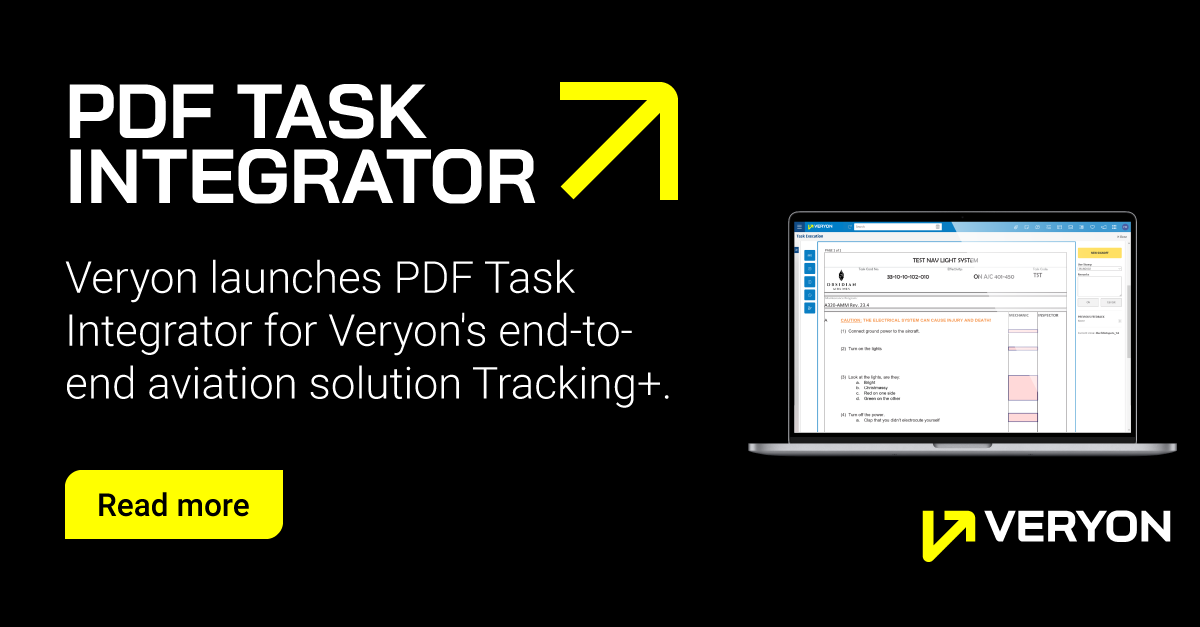Veryon launches PDF Task Integrator for Tracking+