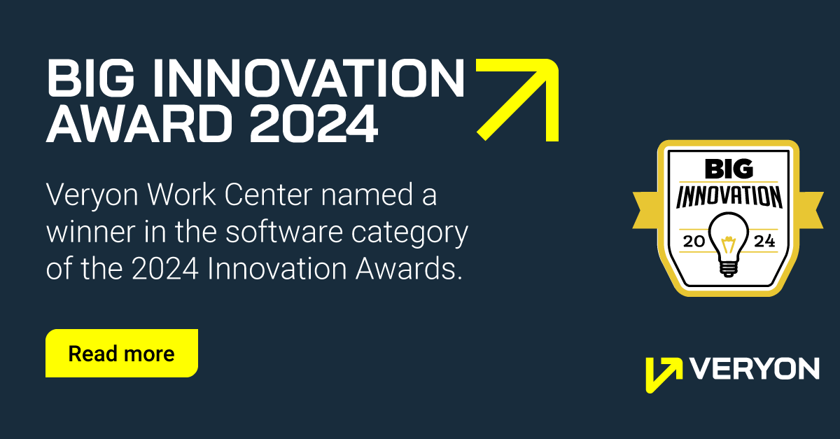 Veryon recently announced that Work Center has been named a winner in the 2024 Innovation Awards in the software category presented by the Business Intelligence Group.