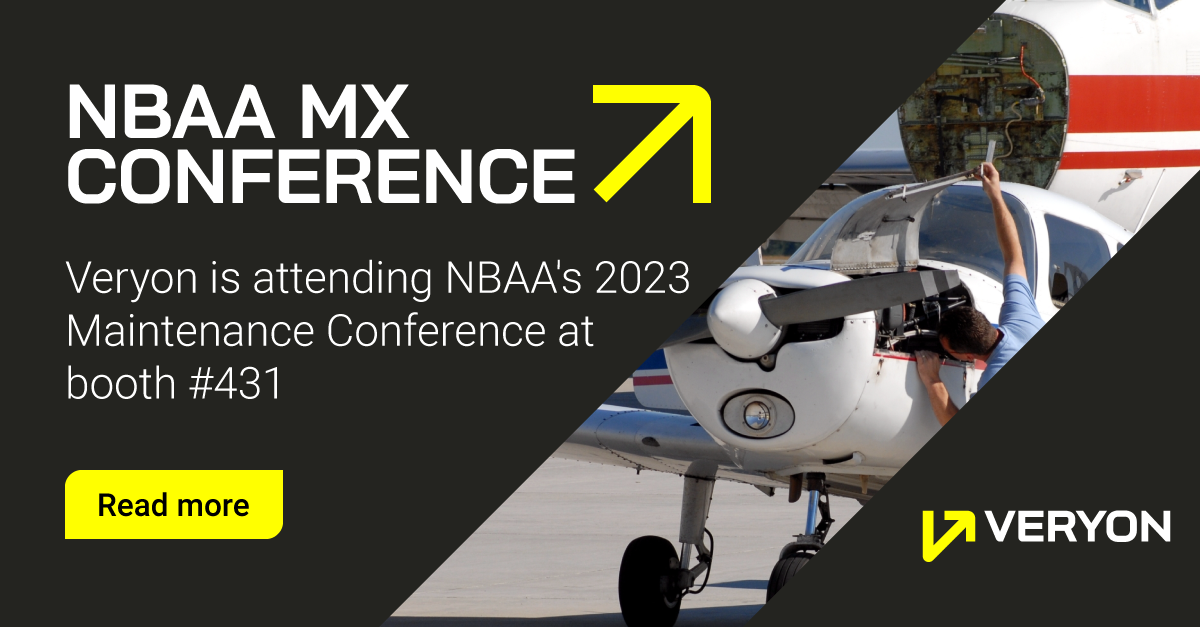Veryon is attending NBAA's 2023 Maintenance Conference (booth #431) with our complete suite of software offerings that provide organizations with more uptime.